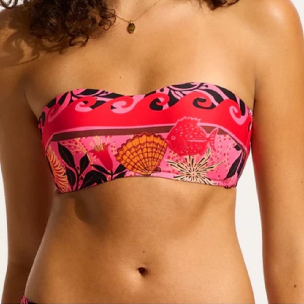 Seafolly Bustier Bandeau Bikini Top In Atlantis Paradise Pink